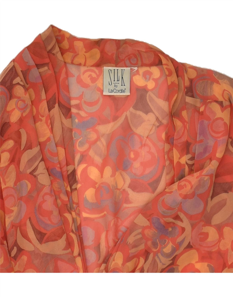 LA CORDEE Womens Short Sleeve Blazer Jacket UK 14 Large Red Floral Silk | Vintage La Cordee | Thrift | Second-Hand La Cordee | Used Clothing | Messina Hembry 