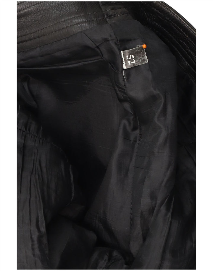 VINTAGE Mens Straight Leather Trousers W30 L30 Black