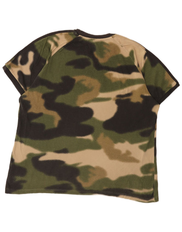Adidas Mens T-Shirt Top XL Khaki Camouflage Cotton