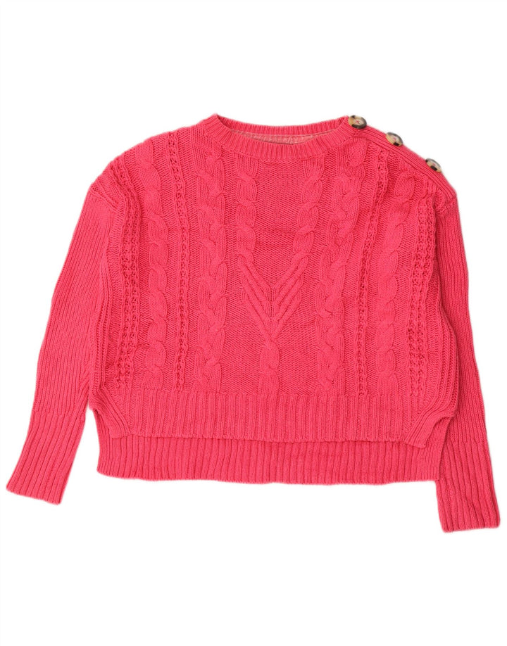 Marks & Spencer Womens Oversized Boat Neck Jumper Sweater UK 12 Medium Pink