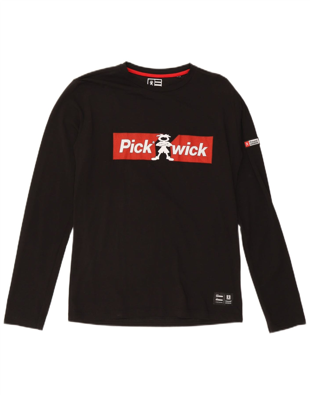 Pickwick Mens Graphic Top Long Sleeve Medium Black Cotton