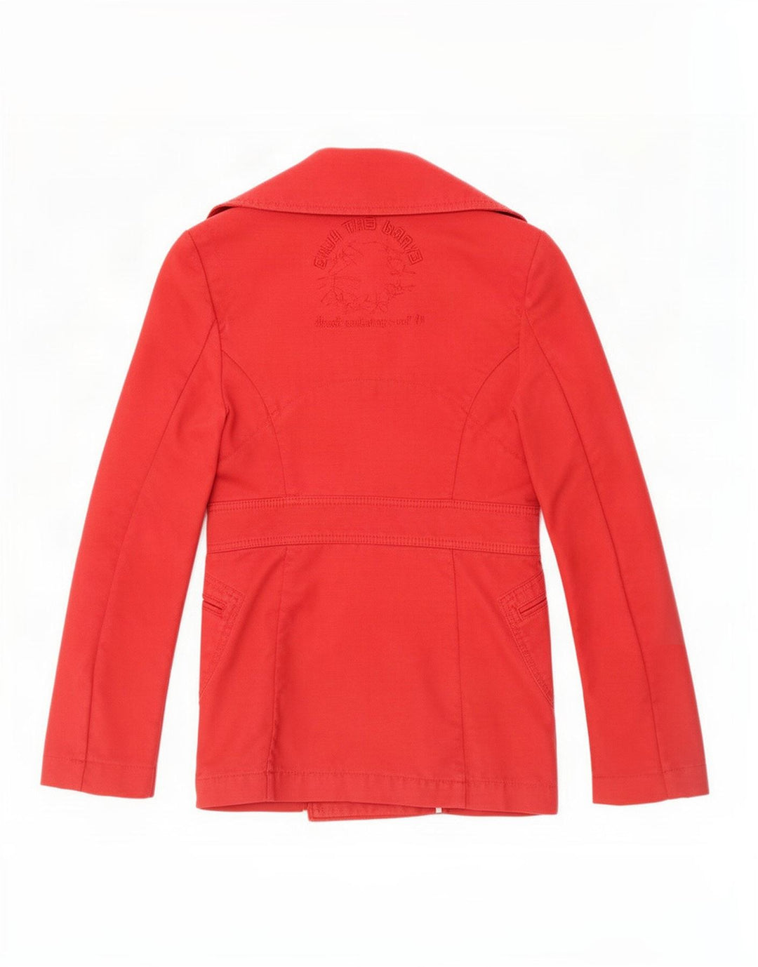 Diesel Womens Graphic Double Breasted Blazer Jacket UK 6 XS Red Cotton