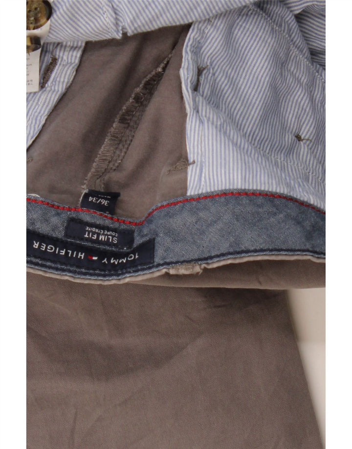 TOMMY HILFIGER Mens Slim Fit Chino Trousers W36 L31 Grey Cotton