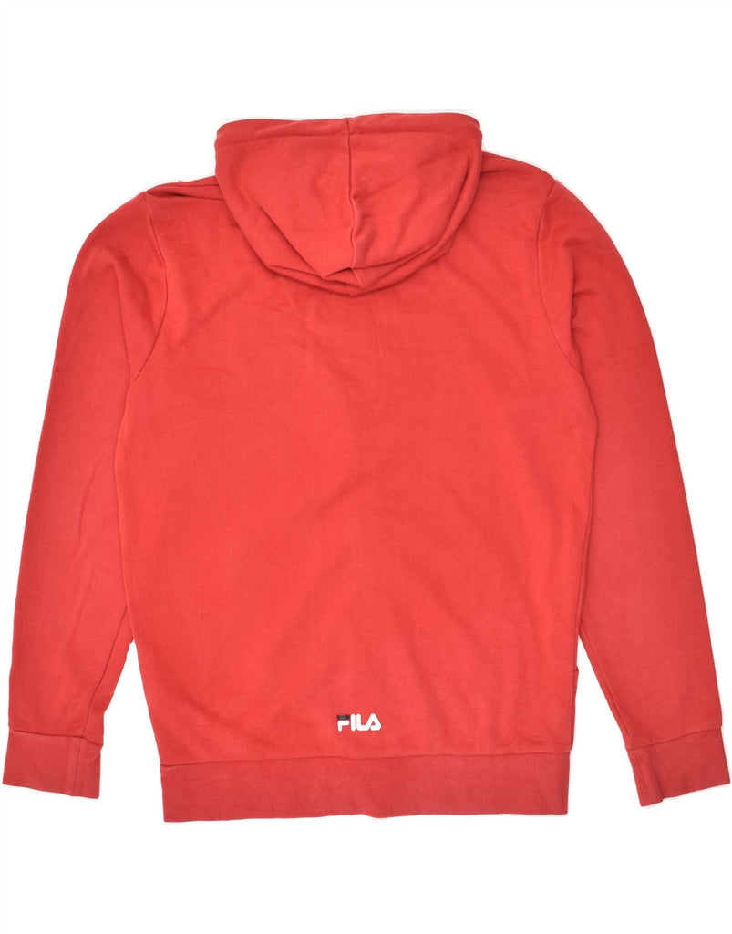 FILA Mens Graphic Zip Hoodie Sweater Medium Red Cotton | Vintage Fila | Thrift | Second-Hand Fila | Used Clothing | Messina Hembry 