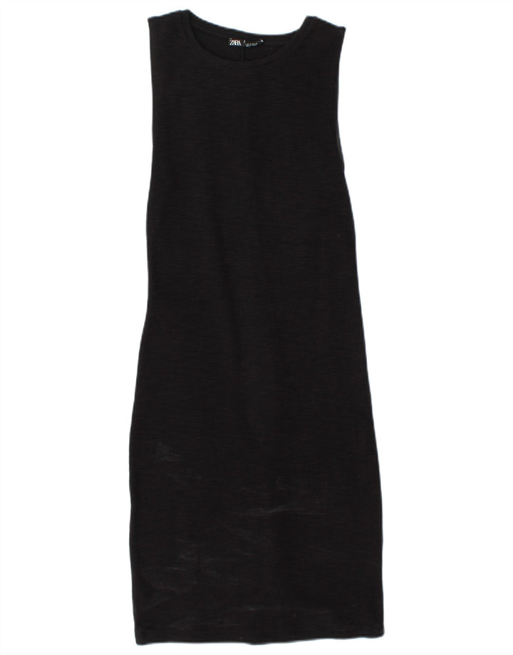 Zara Womens Sleeveless Sheath Dress UK 10 Small Black