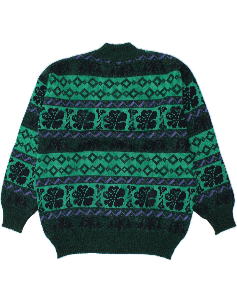 VINTAGE Mens Turtle Neck Jumper Sweater Large Green Fair Isle | Vintage Vintage | Thrift | Second-Hand Vintage | Used Clothing | Messina Hembry 