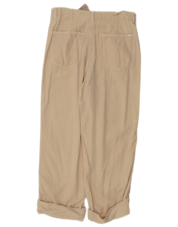 Massimo Dutti Womens Cropped Trousers EU 38 Small W28 L24 Beige Lyocell