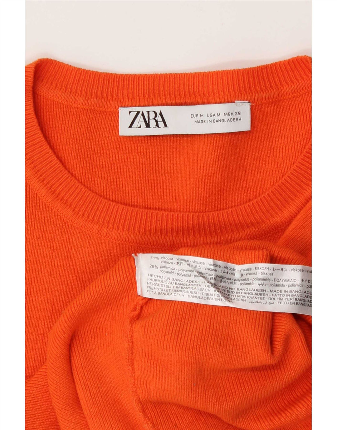 Zara Womens Crop Blouse Top UK 12 Medium Orange Viscose