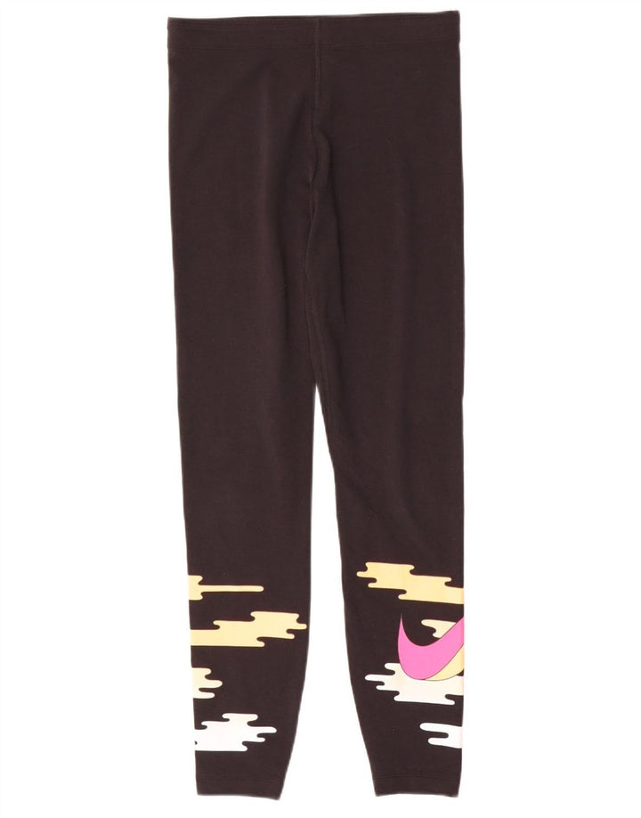 Nike Womens Graphic Leggings UK 14 Medium  Black Colourblock