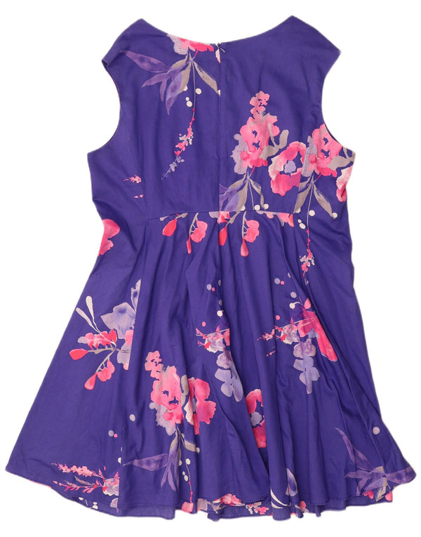Joules Womens Sleeveless Swing Dress UK 20 2XL Purple Floral Cotton
