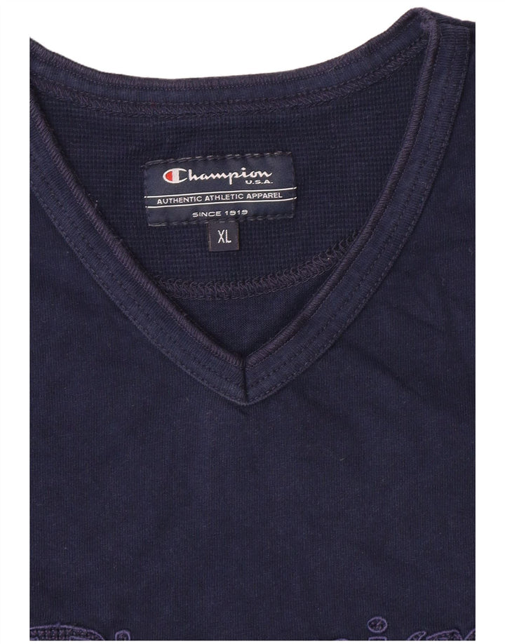 CHAMPION Boys Graphic T-Shirt Top 13-14 Years XL Navy Blue
