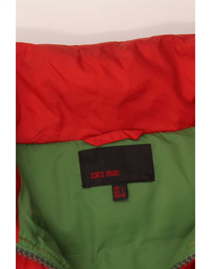Zara Mens Padded Gilet UK 40 Large Red Nylon