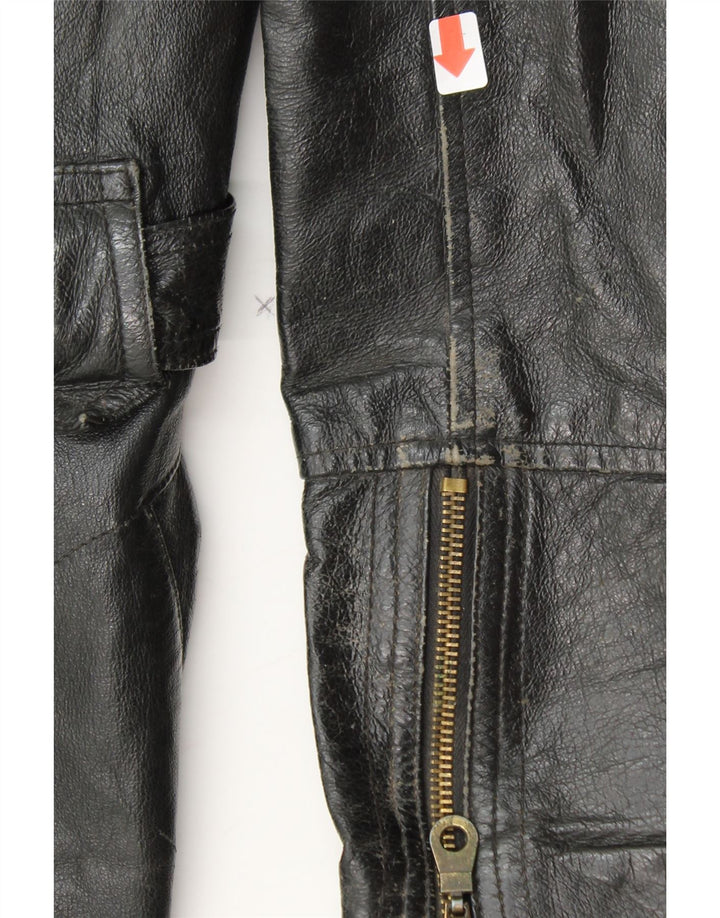 VINTAGE Womens Leather Jacket UK 12 Medium  Black Leather Vintage Vintage and Second-Hand Vintage from Messina Hembry 