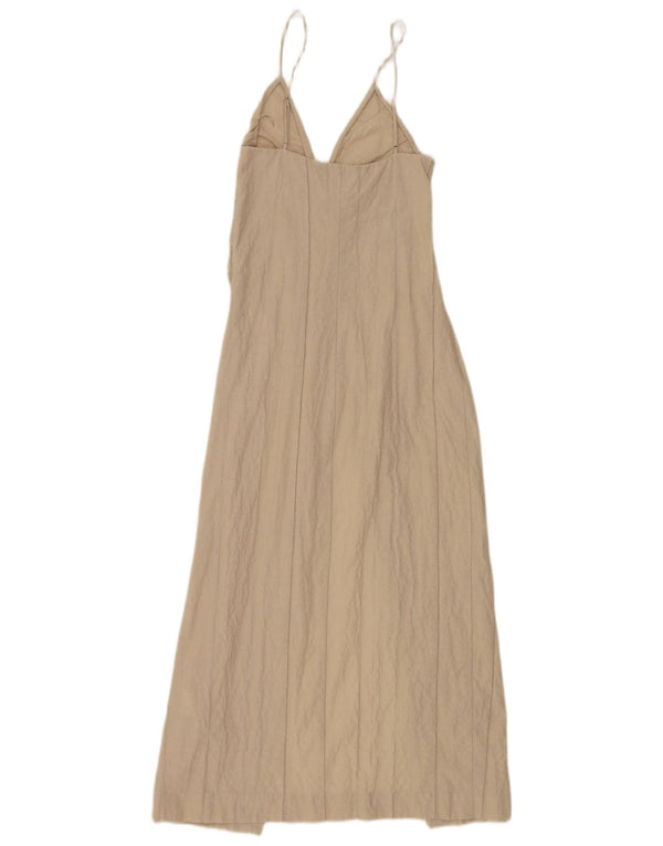 Zara Womens Sleeveless Maxi Dress UK 8 Small Beige Cotton