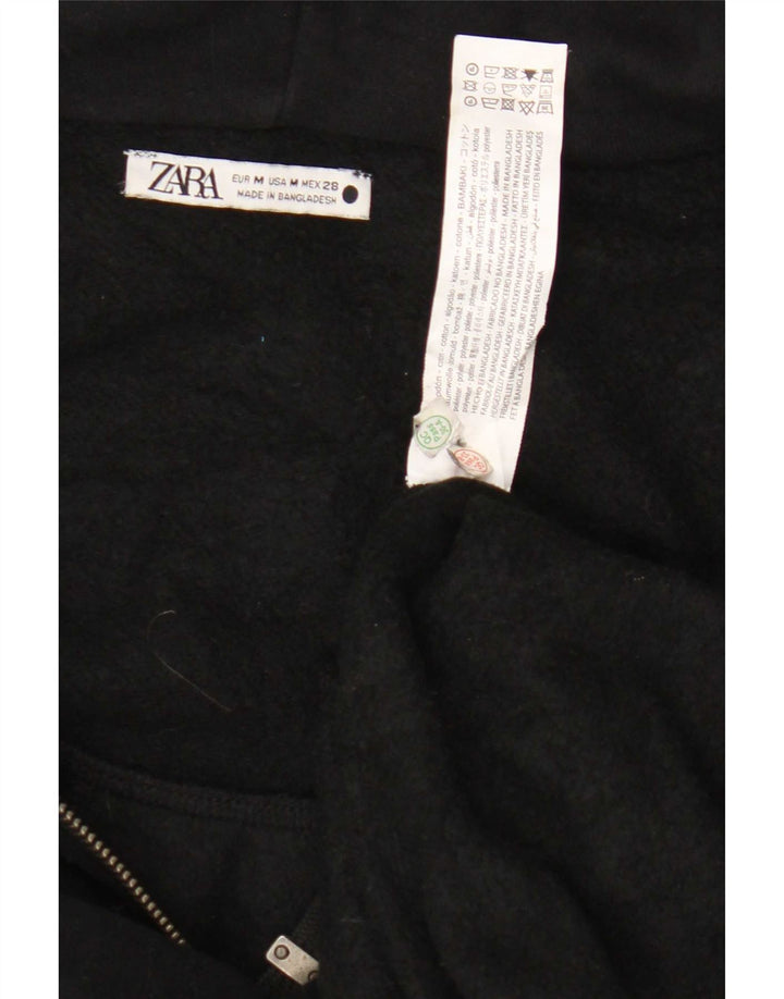 Zara Womens Longline Oversized Cardigan Sweater UK 14 Medium Black Cotton