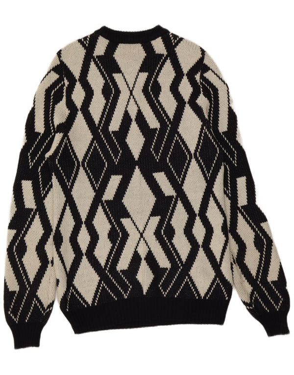 Vintage Womens Crew Neck Jumper Sweater UK 20 2XL Grey Geometric