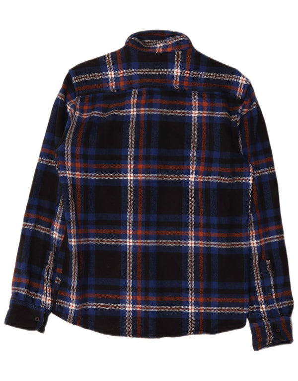 Dickies Mens Flannel Shirt Small Navy Blue Check Cotton