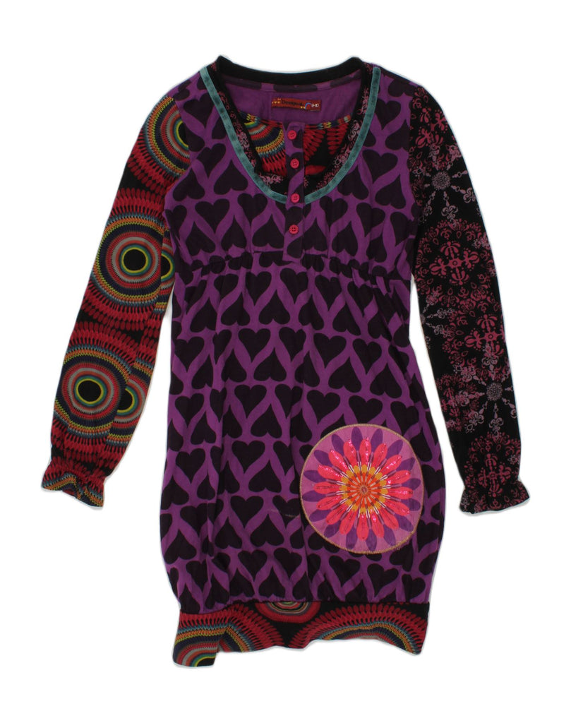 DESIGUAL Girls Crazy Pattern Long Sleeve Bubble Dress 9-10 Years Purple | Vintage Desigual | Thrift | Second-Hand Desigual | Used Clothing | Messina Hembry 