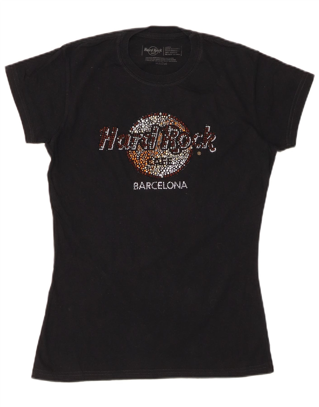 HARD ROCK CAFE Womens Barcelona Graphic T-Shirt Top UK 10 Small Black
