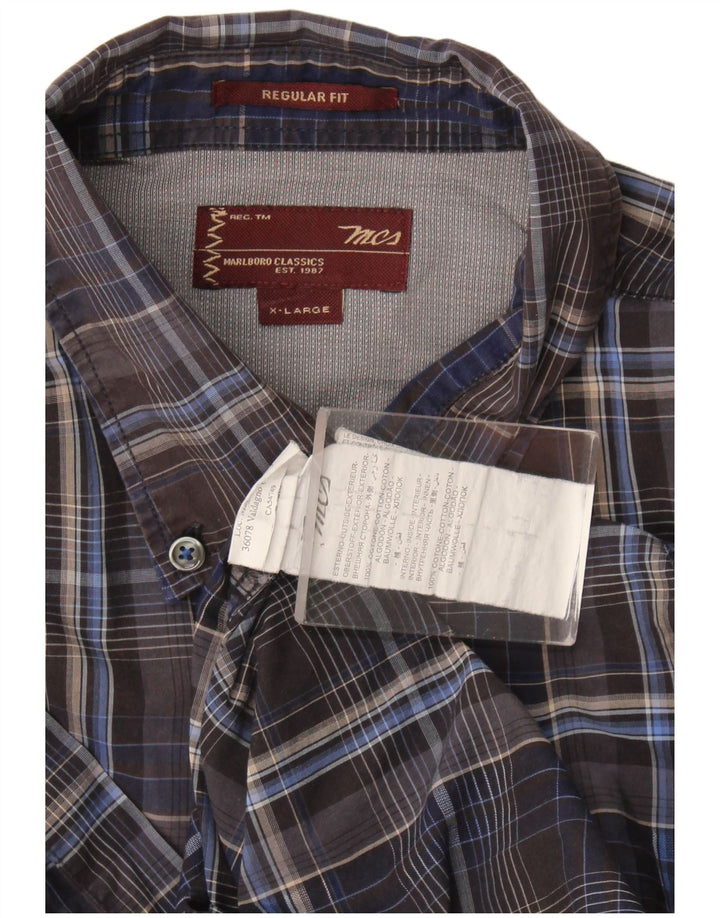 Marlboro Classics Mens Regular Fit Shirt XL Grey Check Cotton