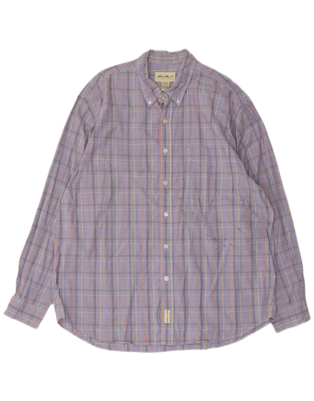 Eddie Bauer Mens Shirt XL Blue Check Cotton