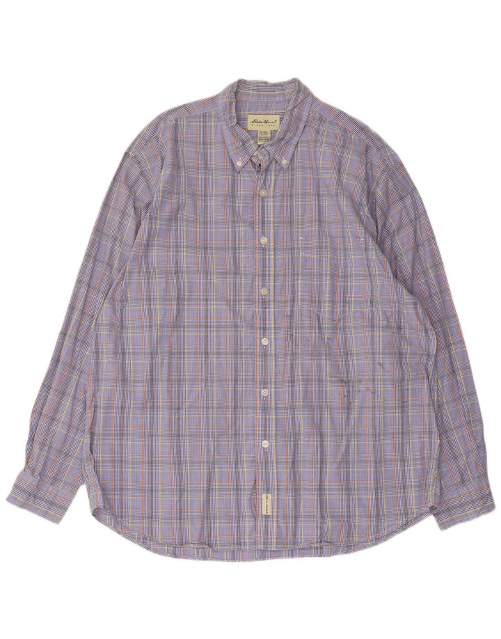 Eddie Bauer Mens Shirt XL Blue Check Cotton