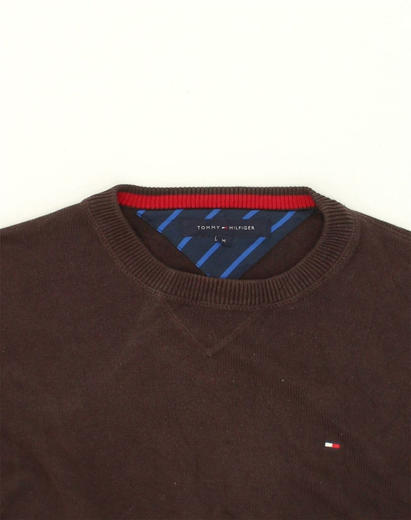 TOMMY HILFIGER Mens V-Neck Jumper Sweater Medium Brown Cotton | Vintage Tommy Hilfiger | Thrift | Second-Hand Tommy Hilfiger | Used Clothing | Messina Hembry 