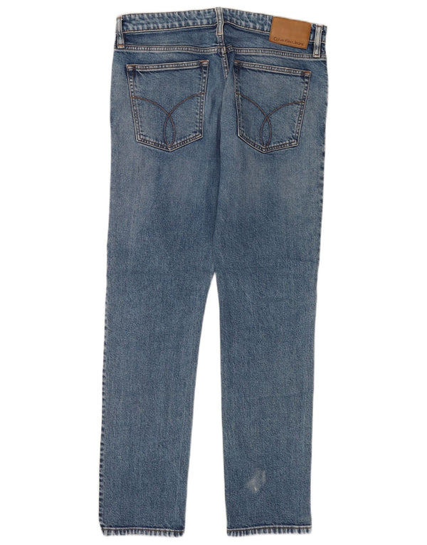 Calvin Klein Mens Tapered Straight Jeans W33 L34 Blue Cotton