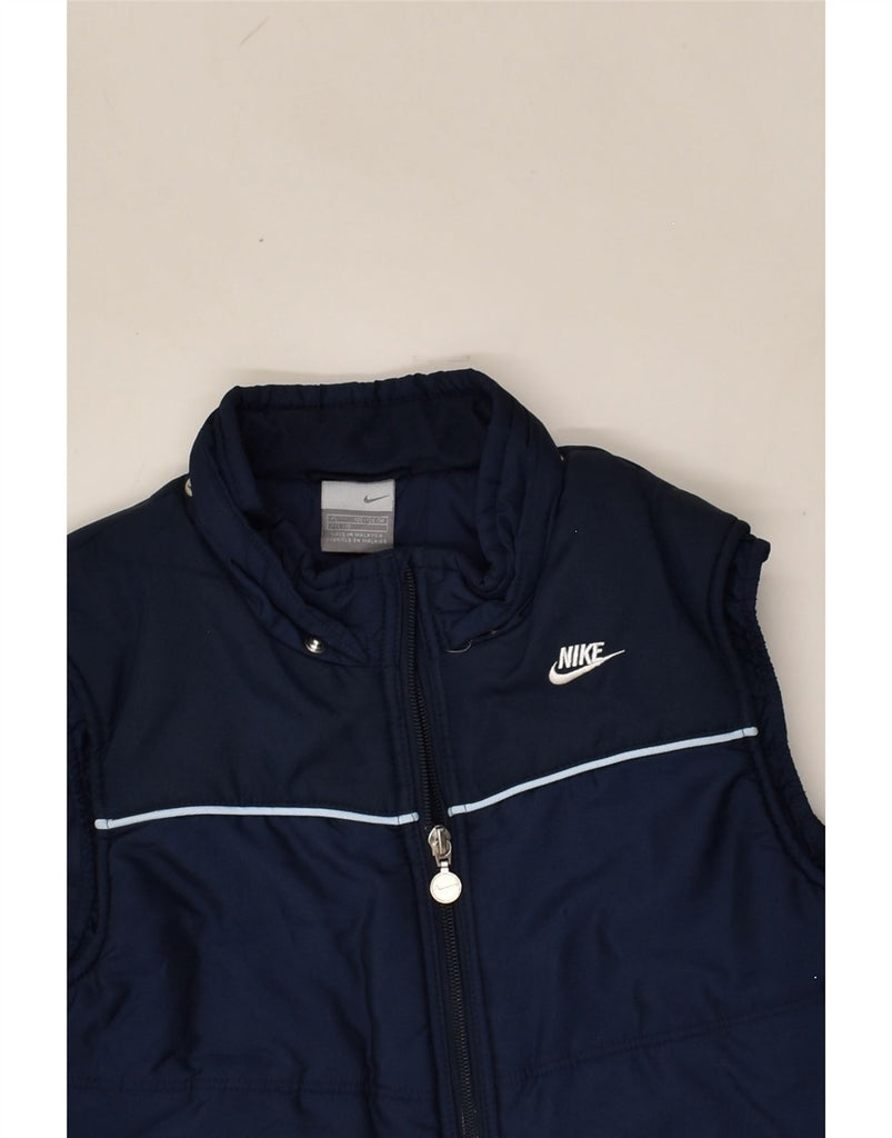 NIKE Girls Padded Gilet 7-8 Years XL Navy Blue Polyester | Vintage Nike | Thrift | Second-Hand Nike | Used Clothing | Messina Hembry 