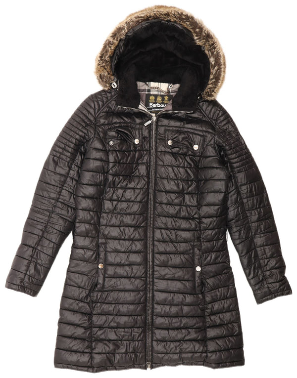 Barbour Womens Hooded Oversized Padded Coat UK 10 Small Black Polyester