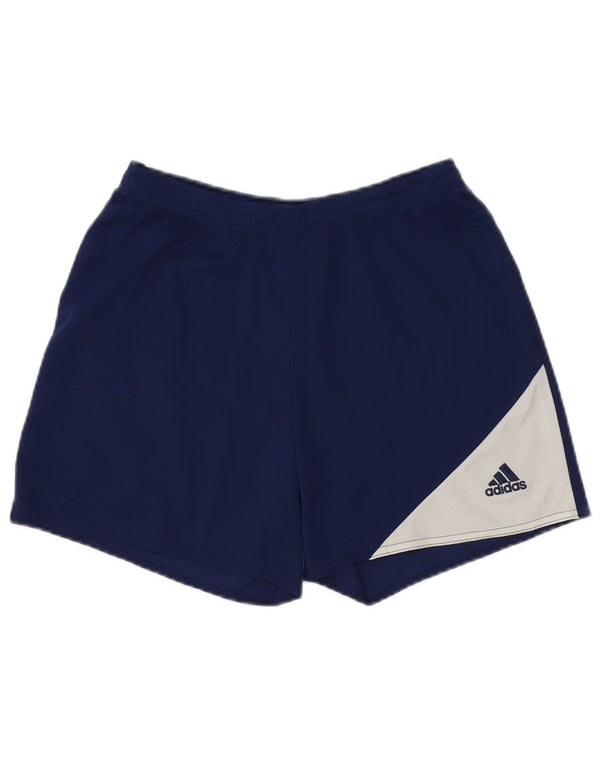 Adidas Womens Climalite Sport Shorts UK 10 Small Blue Colourblock