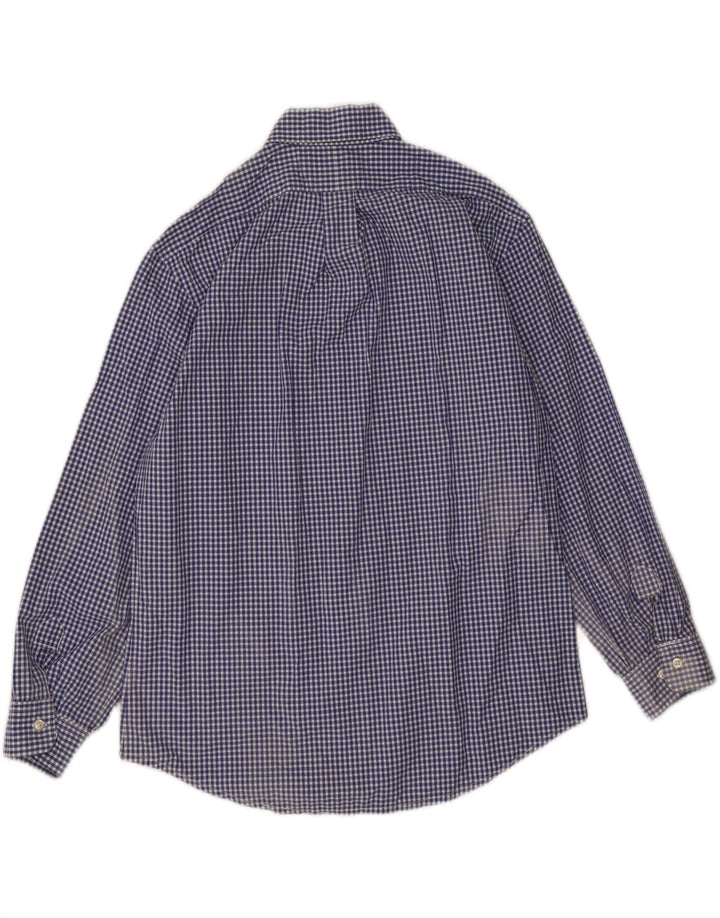 Polo Ralph Lauren Mens Shirt Size 39 15 1/2 Medium Navy Blue Gingham