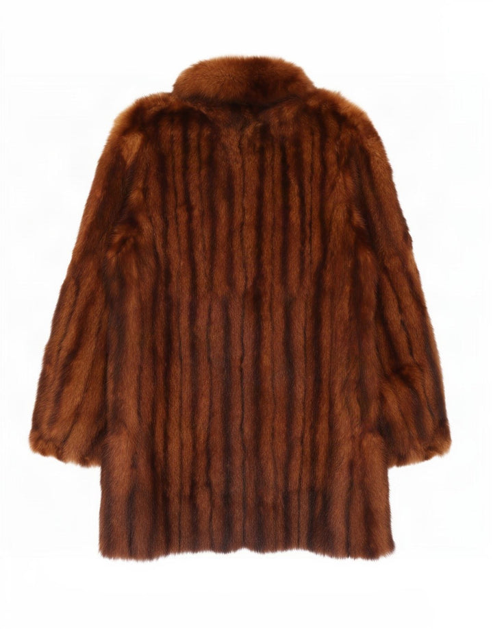 Vintage Womens Fur Coat UK 12 Medium Brown Animal Print