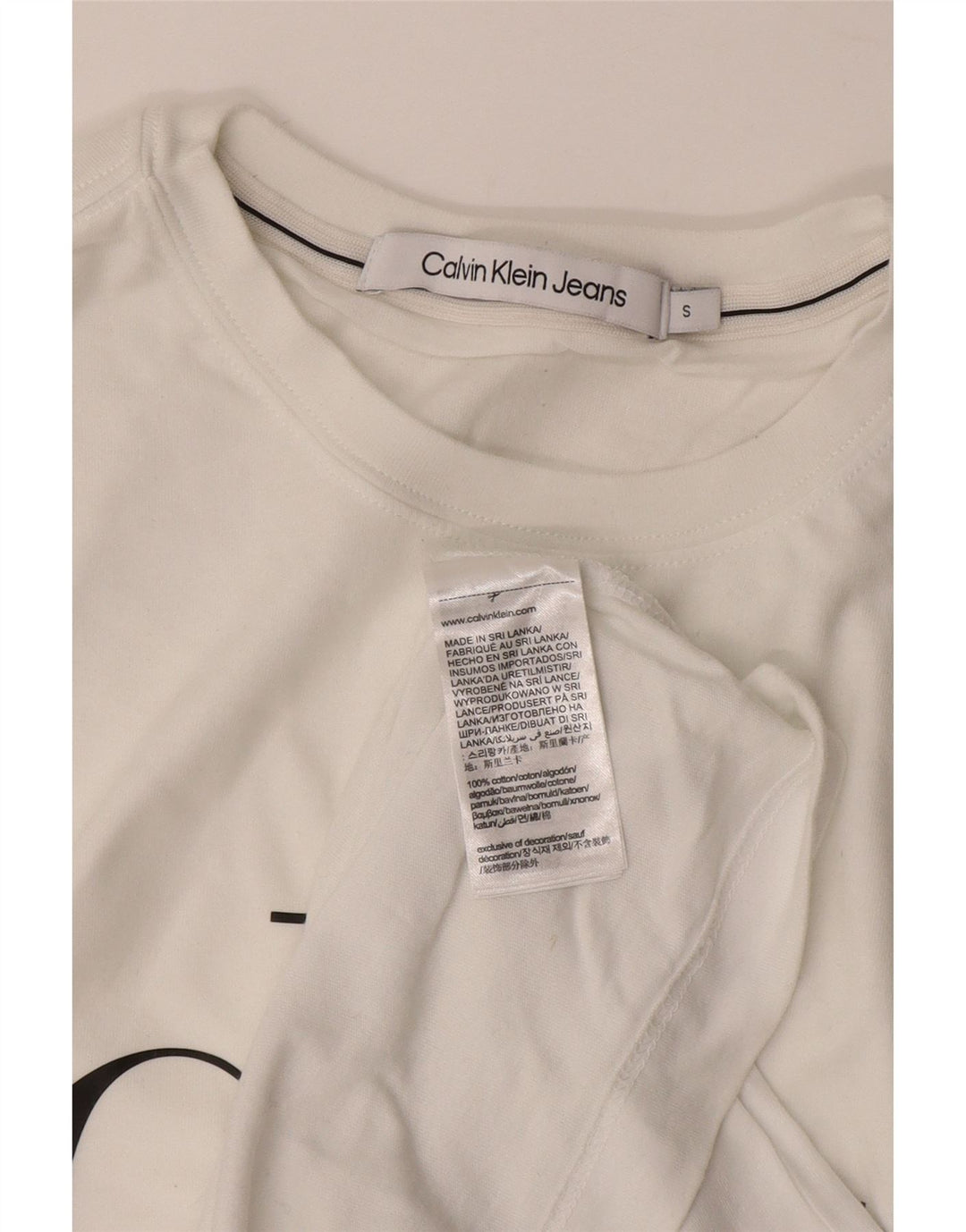 CALVIN KLEIN JEANS Mens Graphic T-Shirt Top Small White Cotton