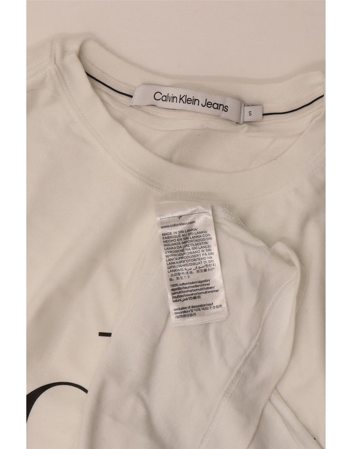 CALVIN KLEIN JEANS Mens Graphic T-Shirt Top Small White Cotton