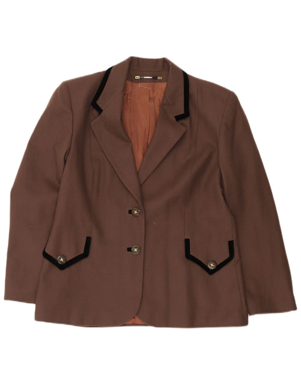Dorene Womens 2 Button Blazer Jacket UK 18 XL Brown New Wool