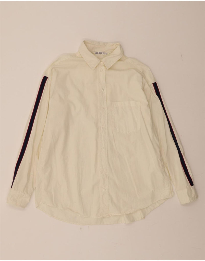 ZARA Womens Oversized Shirt UK 10 Small Off White Colourblock Vintage Zara and Second-Hand Zara from Messina Hembry 