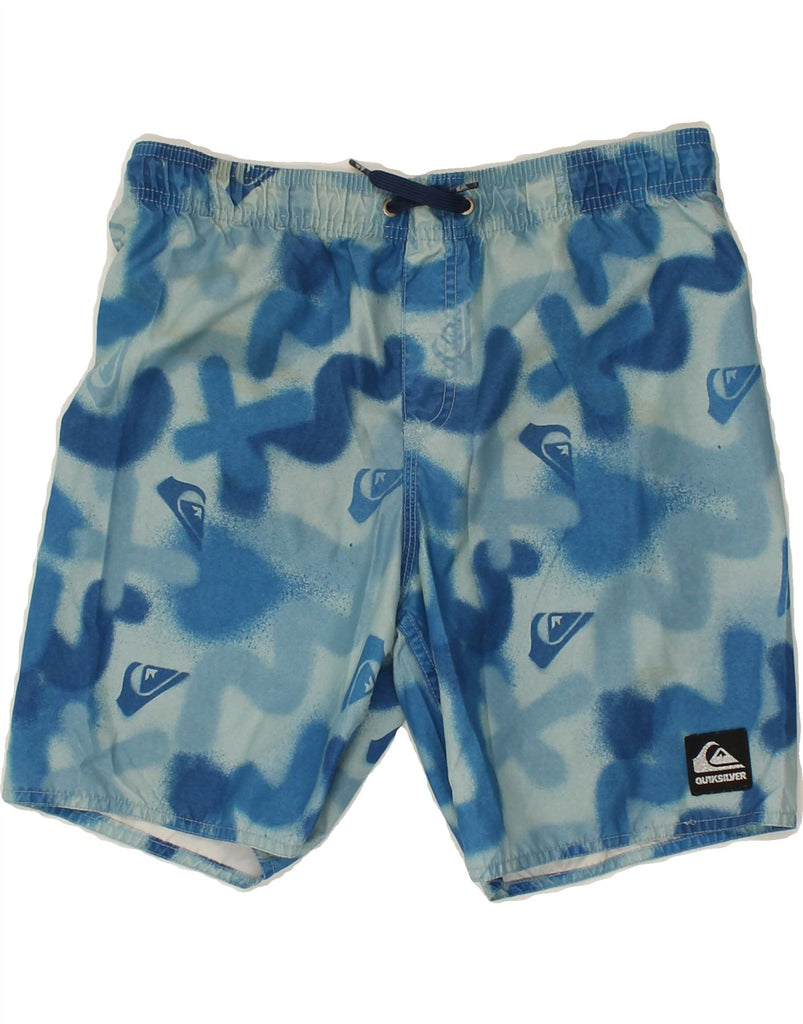 QUIKSILVER Boys Sport Shorts 13-14 Years Large Blue Tie Dye Polyester | Vintage Quiksilver | Thrift | Second-Hand Quiksilver | Used Clothing | Messina Hembry 