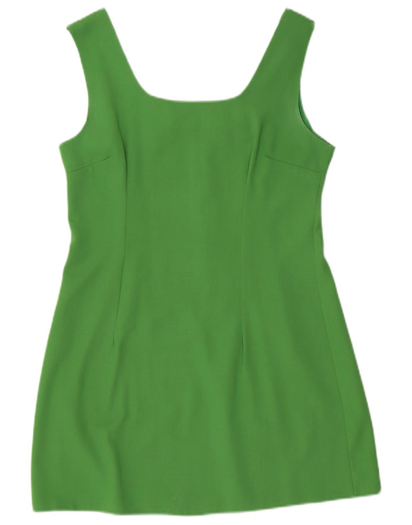 Vintage Womens Sleeveless Sheath Dress UK 14 Medium Green Polyester