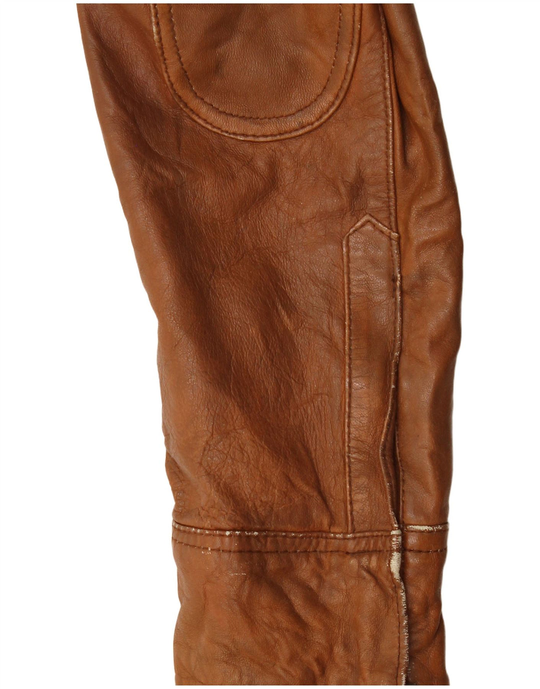 PEPE Jeans Womens Crop Leather Jacket UK 18 XL Brown