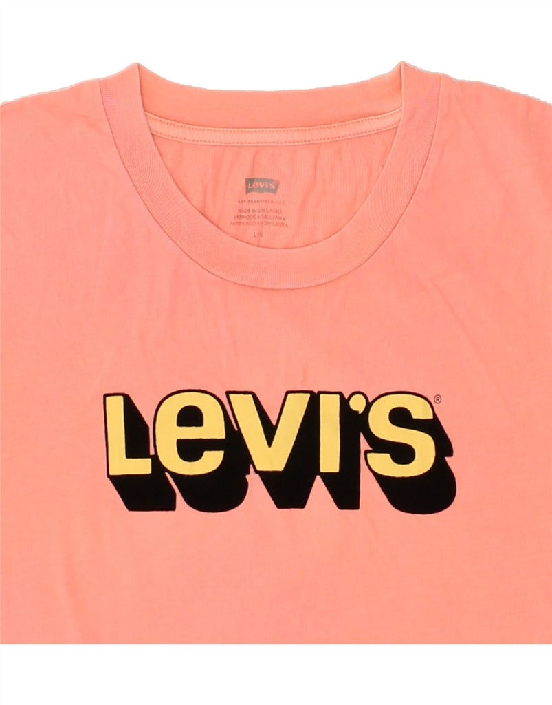 LEVI'S Womens Graphic T-Shirt Top UK 16 Large Pink Cotton | Vintage Levi's | Thrift | Second-Hand Levi's | Used Clothing | Messina Hembry 