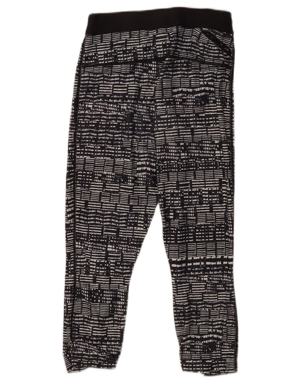 Nike Womens Dri Fit Crop Leggings UK 10 Small Black Geometric Sports