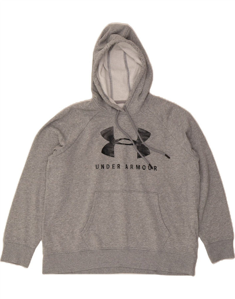 UNDER ARMOUR Womens Loose Fit Graphic Hoodie Jumper UK 16 Large Grey Vintage Under Armour and Second-Hand Under Armour from Messina Hembry 