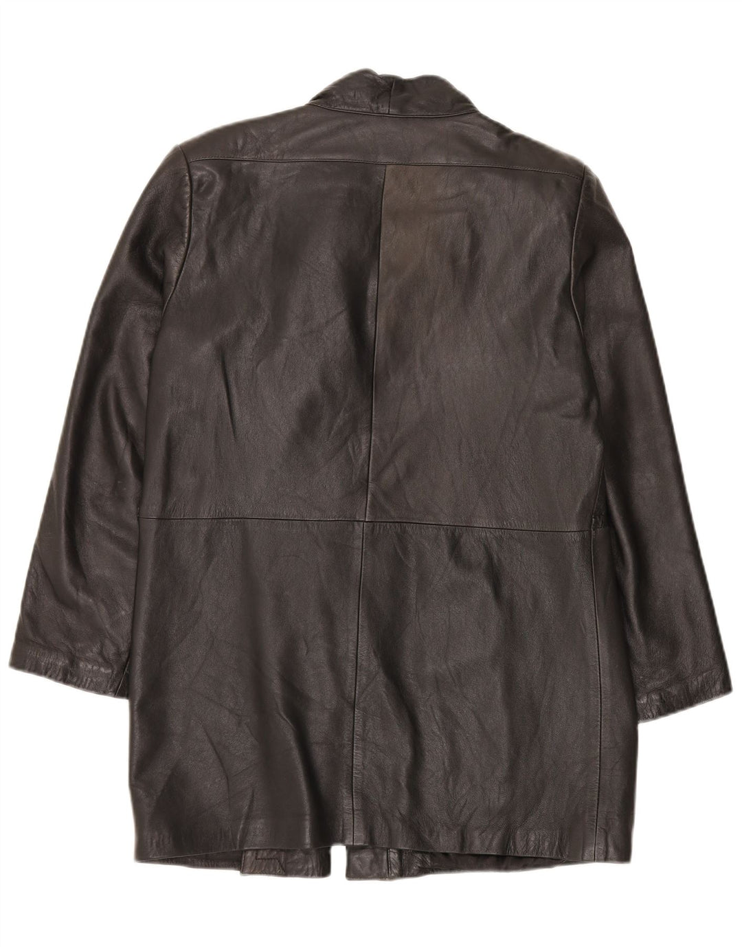 Vintage Womens Leather Coat IT 46 Large Black Leather