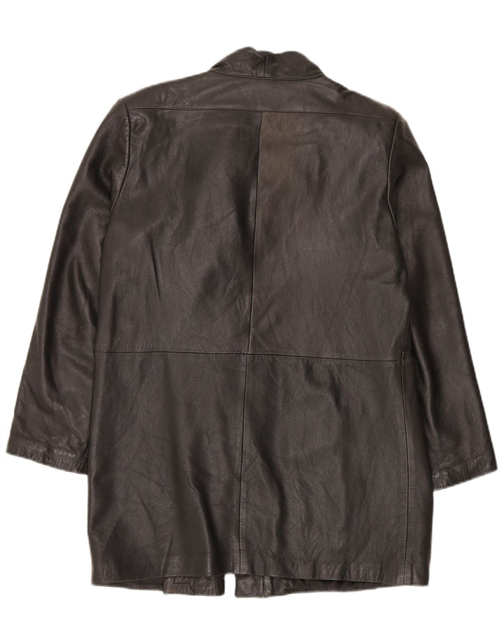 Vintage Womens Leather Coat IT 46 Large Black Leather