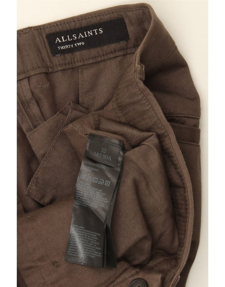 ALL SAINTS Mens Pegged Suit Trousers W32 L27 Brown Cotton