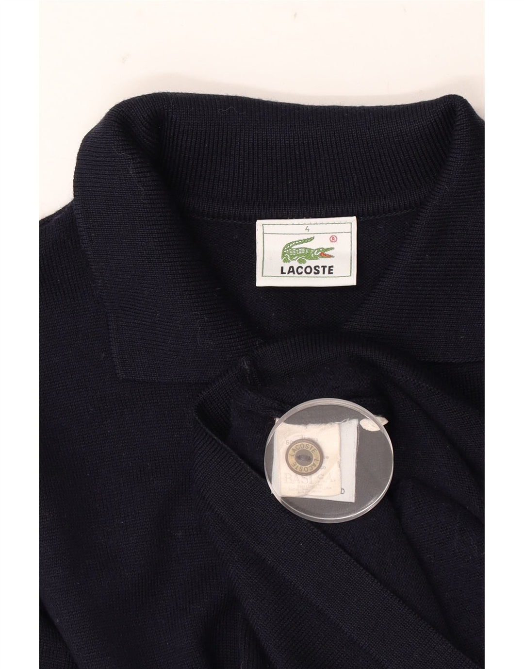 Lacoste Mens Cardigan Sweater Size 4 Medium Navy Blue Wool
