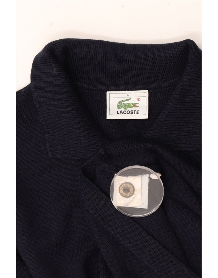 Lacoste Mens Cardigan Sweater Size 4 Medium Navy Blue Wool
