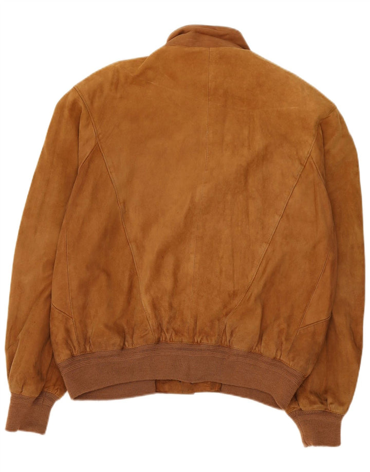 Vintage Mens Suede Bomber Jacket IT 50 Large Beige