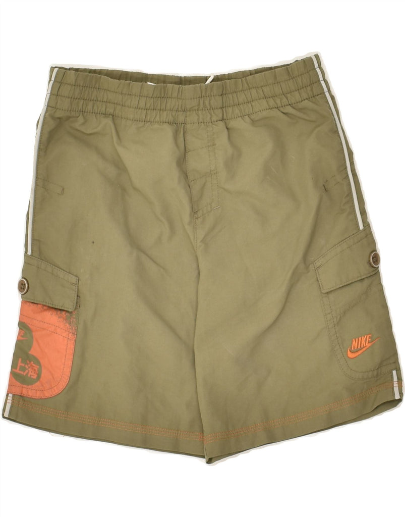 NIKE Boys Sport Shorts 5-6 Years Medium Khaki Nylon | Vintage Nike | Thrift | Second-Hand Nike | Used Clothing | Messina Hembry 